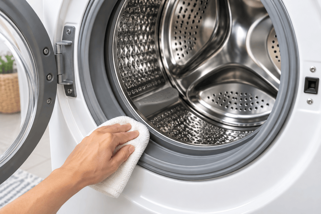Cleaning the gasket and drum of a front-load washing machine